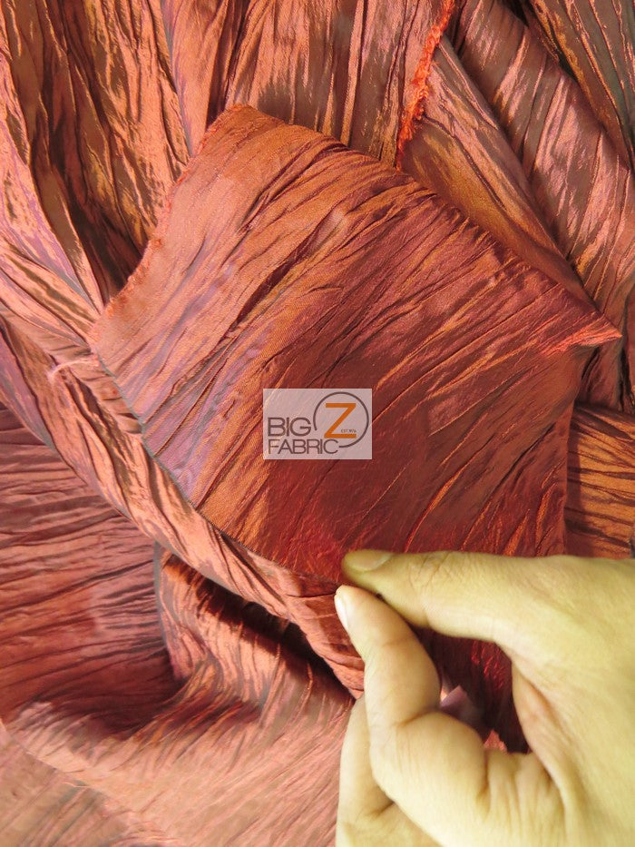 Crushed Taffeta Fabric / Orange / Sold By The Yard - 0