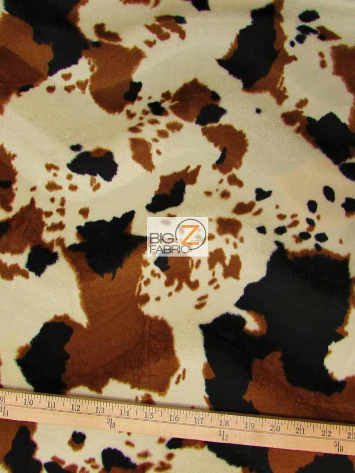 Brown/Black/Off White Velboa Cow Animal Short Pile Fabric / By The Roll - 25 Yards