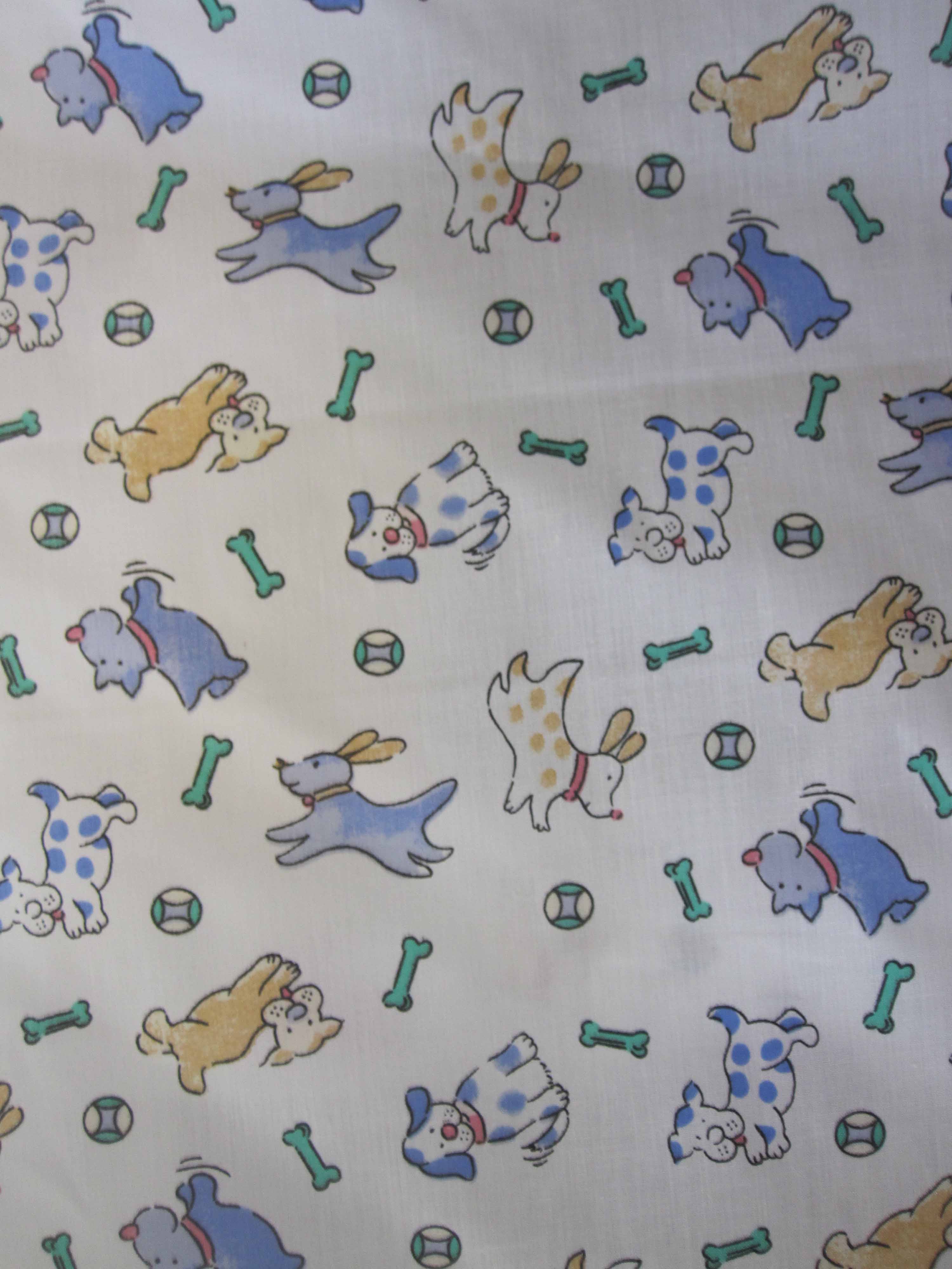 Dog/Bone Print Poly Cotton Fabric - Blue