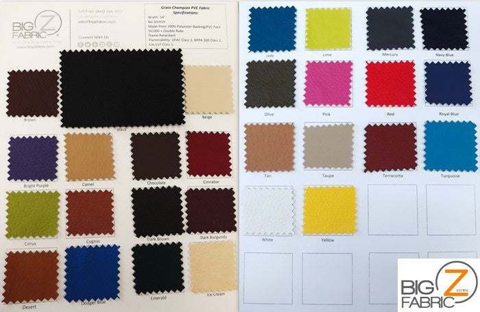 Big Z Color Card Vinyl Grain Champion PVC Fabric