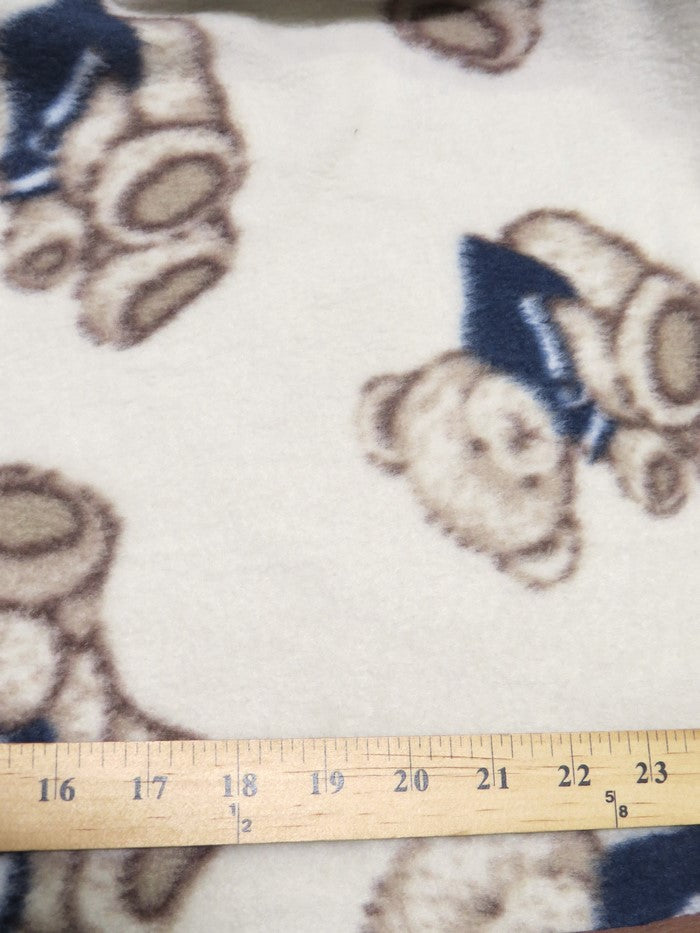 Fleece Printed Fabric / Confused Teddy Bears / Sold By The Yard