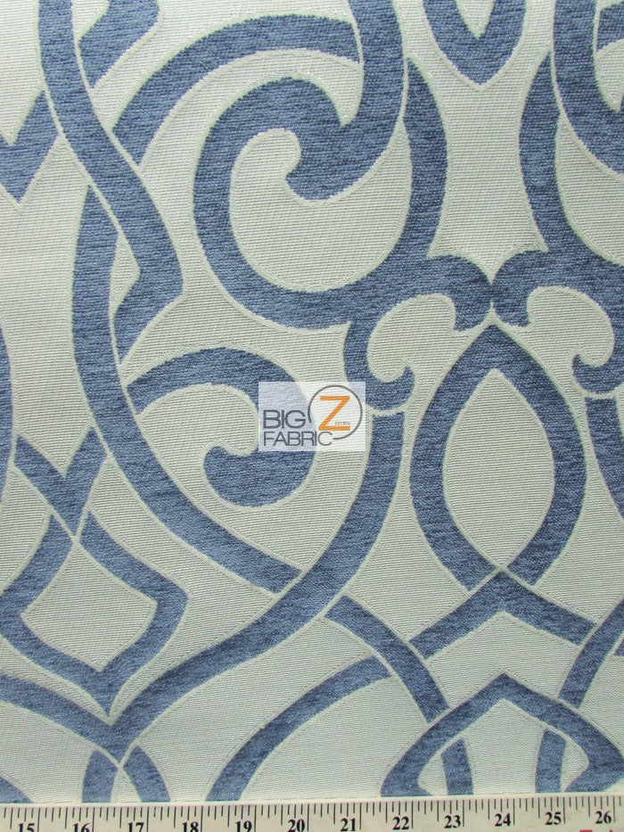 French Abstract Damask Upholstery Fabric / Antique / Sold By The Yard - 0