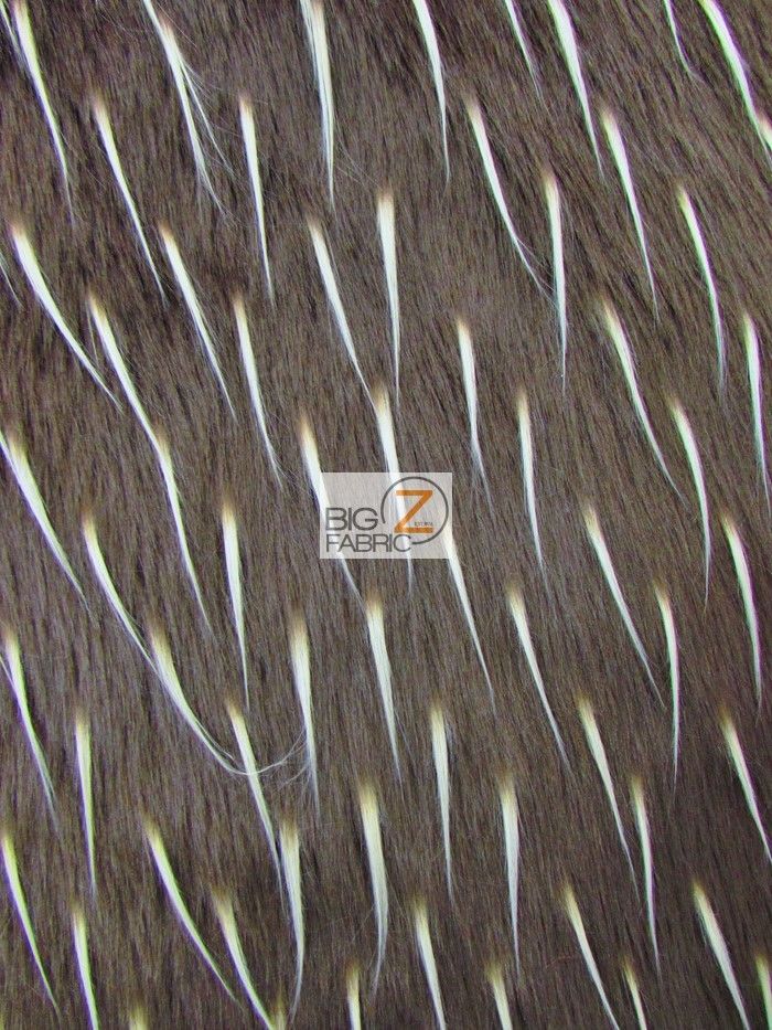 Brown/Off-White 2 Tone Spiked Shaggy Long Pile Fabric / Sold By The Yard