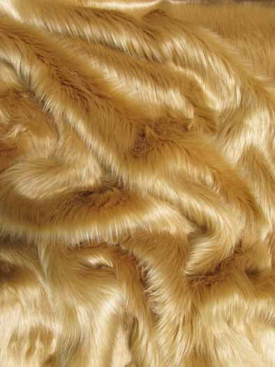 Camel Solid Shaggy Long Pile Faux Fur Fabric / Sold By The Yard