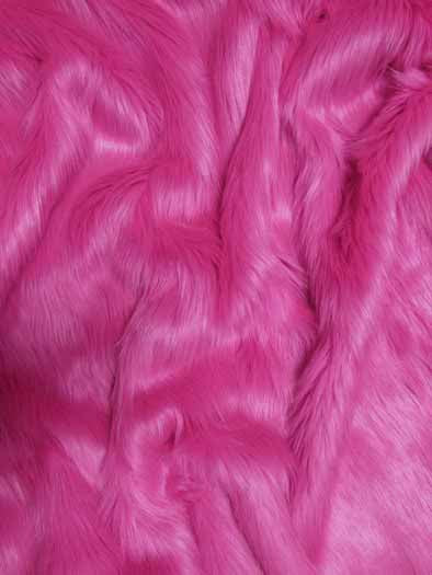 Fuchsia Solid Shaggy Long Pile Faux Fur Fabric / Sold By The Yard