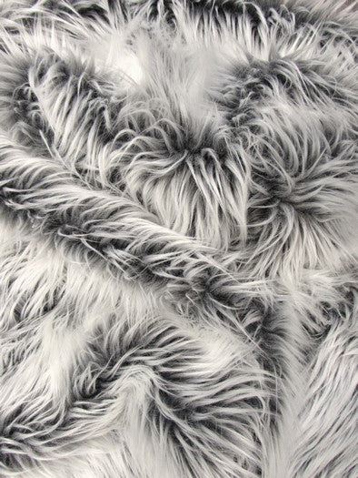 Grey Frost Solid Shaggy Long Pile Faux Fur Fabric / Sold By The Yard