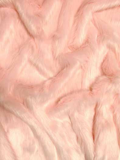 Light Pink Solid Shaggy Long Pile Faux Fur Fabric / Sold By The Yard