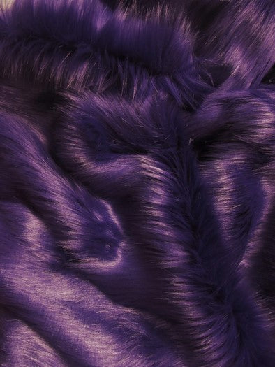 Purple Solid Shaggy Long Pile Faux Fur Fabric / Sold By The Yard