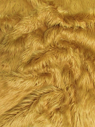 Faux Fake Fur Solid Mongolian Long Pile Fabric / Camel / Ecoshag 15 Yard Bolt
