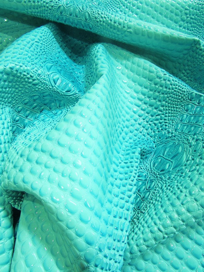 Florida Gator 3D Embossed Vinyl Fabric / Fiji Turquoise / By The Roll - 30 Yards