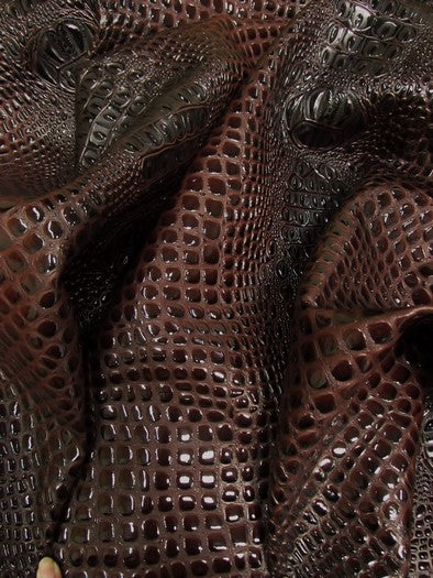 Hickory Red Florida Gator 3D Embossed Vinyl Fabric / Sold By The Yard