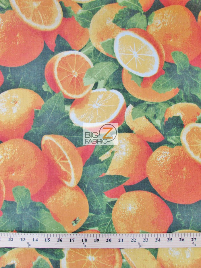 Poly Cotton Printed Fabric Fruit Orange / Orange / Sold By The Yard