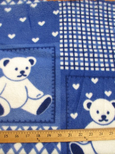 Fleece Printed Fabric / Teddy Bears Royal Blue / Sold By The Yard