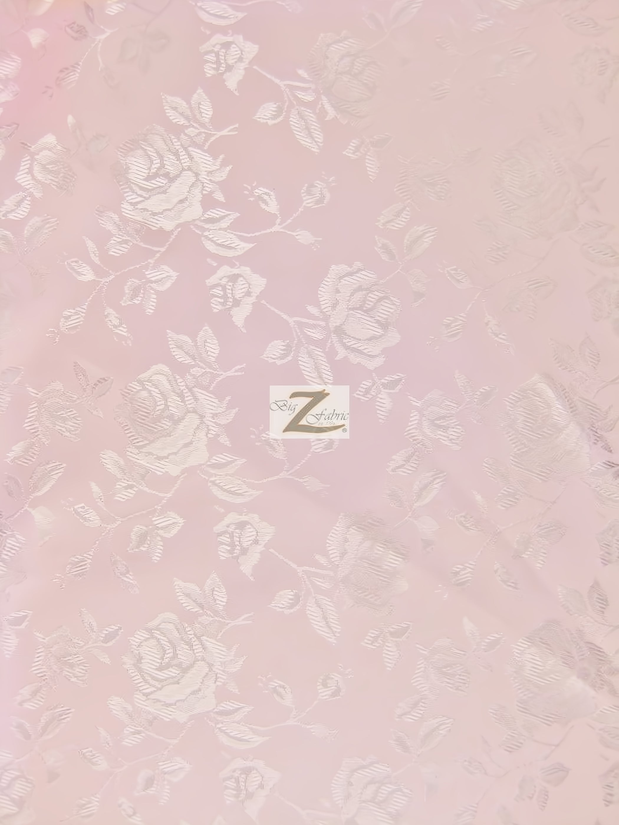 Floral Rose Jacquard Satin Fabric Peach by the Yard | Big Z Fabric