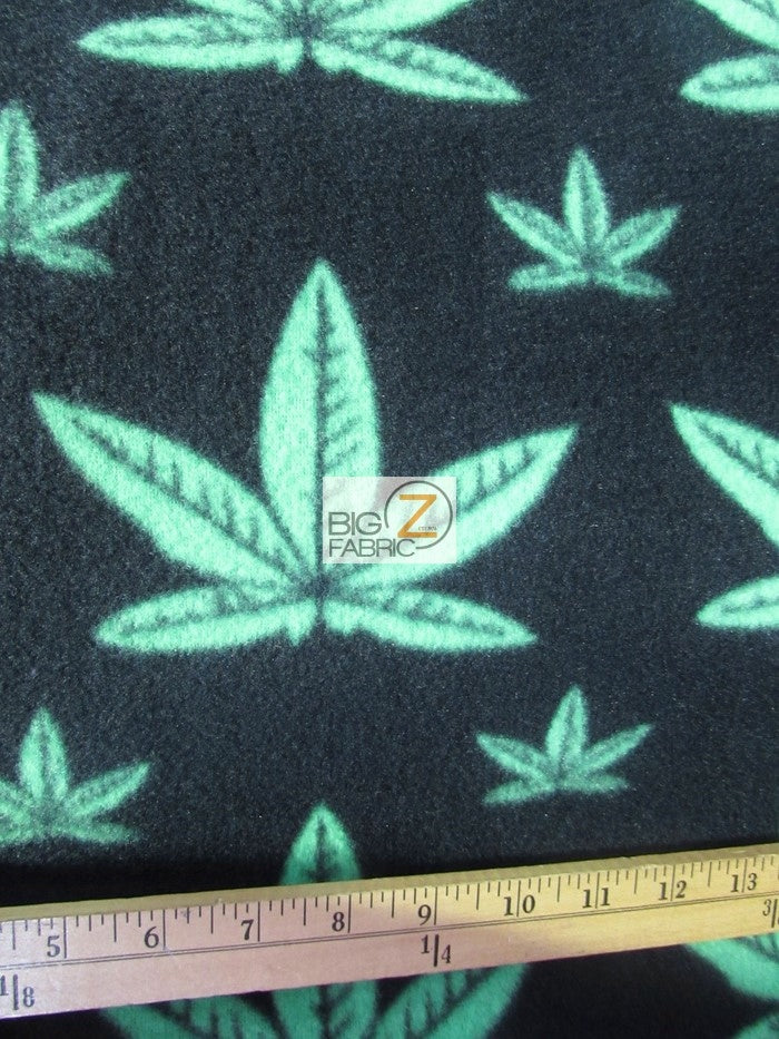 Fleece Printed Fabric / Marijuana Cannabis Plant All-Over / Sold By The Yard - 0