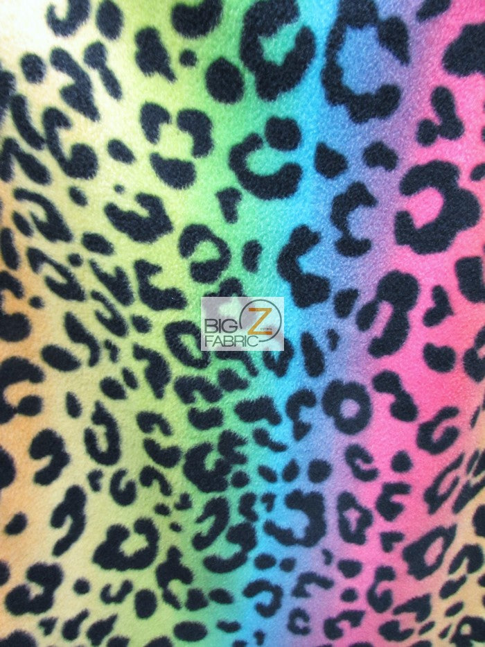 Fleece Printed Fabric / Rainbow Leopard Pattern / Sold By The Yard