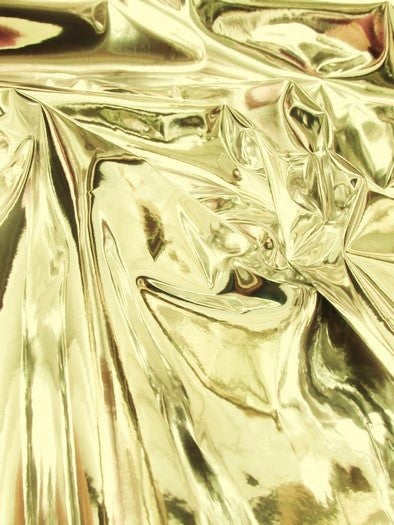 Light Gold Chrome Mirror Reflective Vinyl Fabric / Sold By The Yard