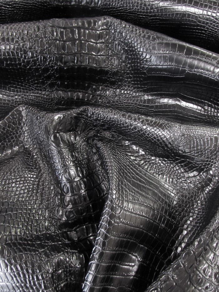 Death Black Hydra Gator 3D Embossed Vinyl Fabric / Sold By The Yard