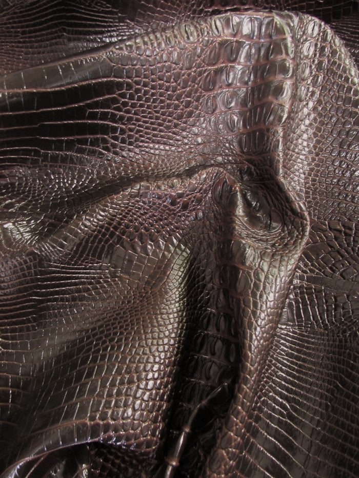 Midnight Brown Hydra Gator 3D Embossed Vinyl Fabric / Sold By The Yard