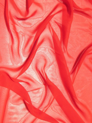 Solid Hi-Multi Chiffon Dress Fabric / Red / Sold By The Yard