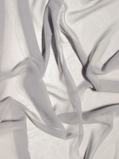 Solid Hi-Multi Chiffon Dress Fabric / Silver / Sold By The Yard