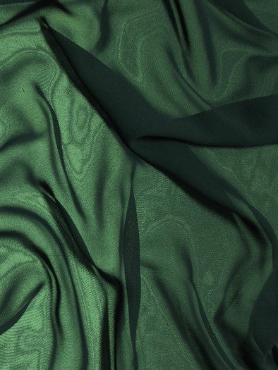 Solid Hi-Multi Chiffon Dress Fabric / Hunter Green / Sold By The Yard
