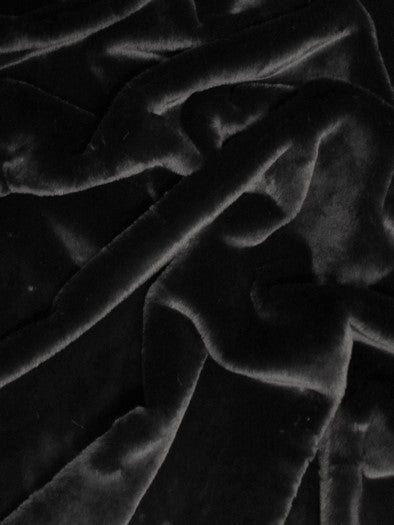 Black Half Shag Faux Fur Fabric (Beaver) / Sold By The Yard
