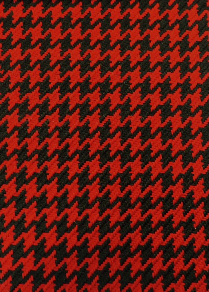 Houndstooth Upholstery Fabric / Crimson/Black / Sold By The Yard