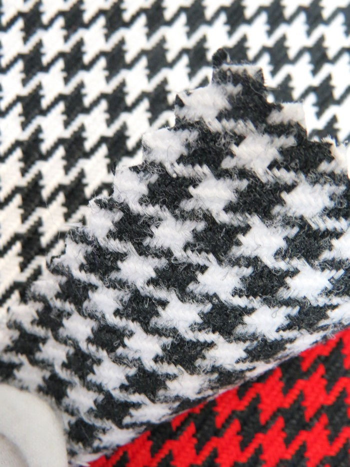 Houndstooth Upholstery Fabric / Crimson/Black / Sold By The Yard