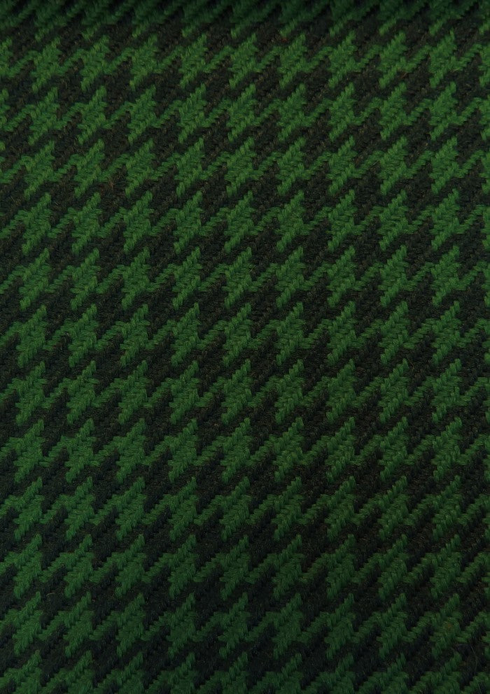 Houndstooth Upholstery Fabric / Green/Black / Sold By The Yard