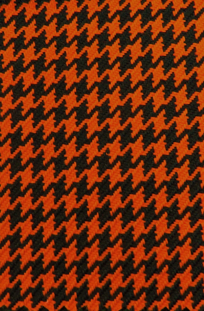 Houndstooth Upholstery Fabric / Orange/Black / Sold By The Yard