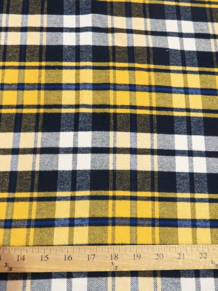 Heavy Tartan Plaid Uniform Apparel Flannel Fabric / Yellow/Navy/White / Sold By The Yard