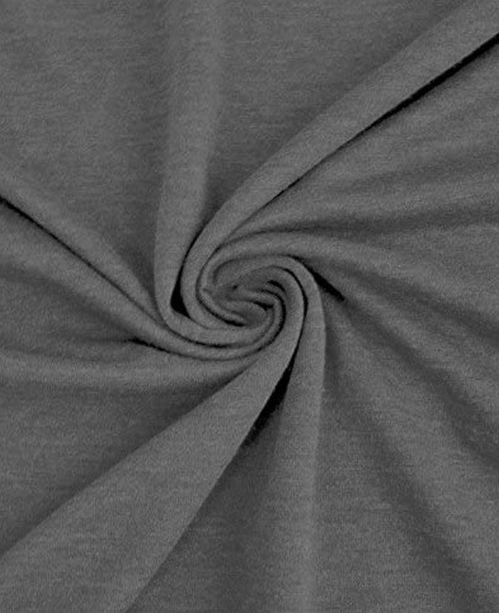 French Terry Polyester Rayon Spandex Fabric / Heather Charcoal / Sold By The Yard