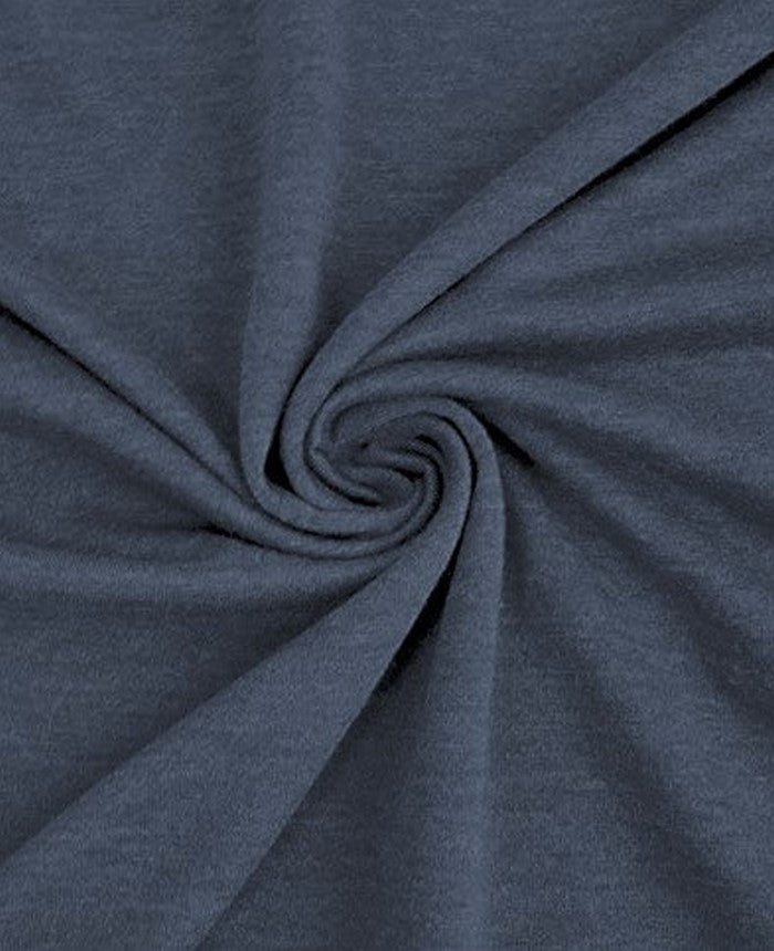 French Terry Polyester Rayon Spandex Fabric / Heather Navy / Sold By The Yard