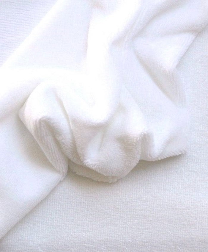 French Terry Polyester Rayon Spandex Fabric / White / Sold By The Yard