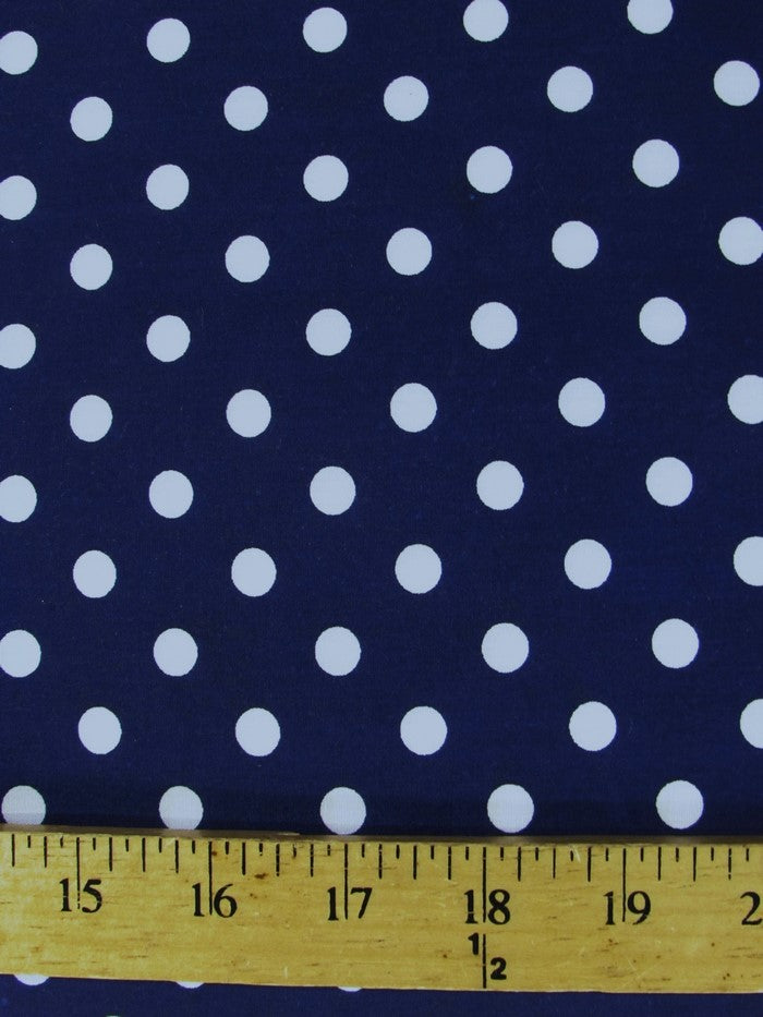 Poly Cotton Printed Fabric Small Polka Dots / Dark Royal/White Dots / Sold By The Yard