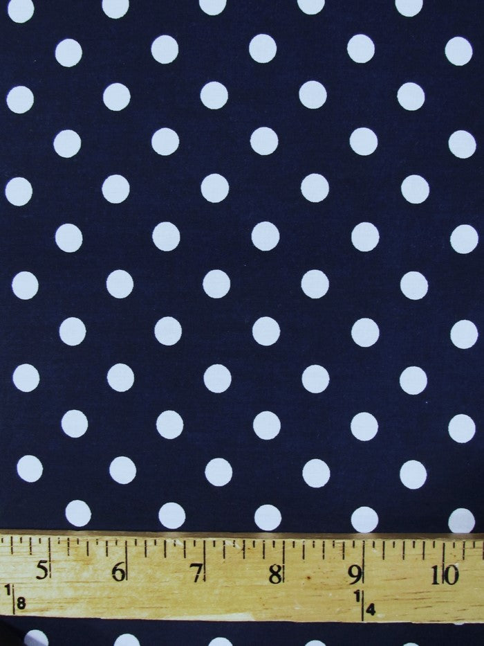 Poly Cotton Printed Fabric Small Polka Dots / Navy/White Dots / Sold By The Yard