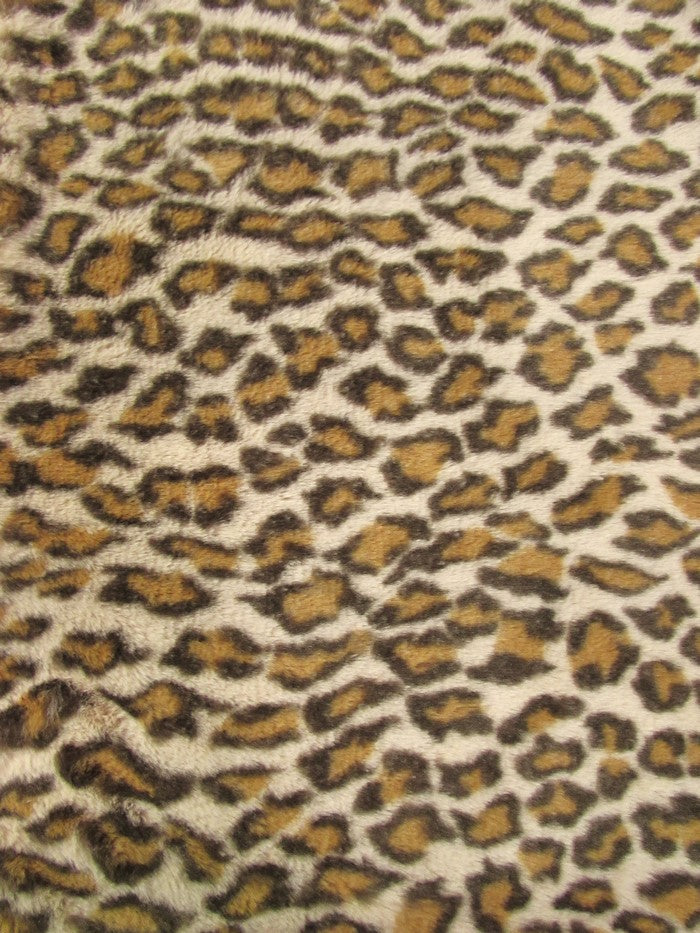 Latte/Amber Leopard Half Shag Beaver Fabric / Sold By The Yard