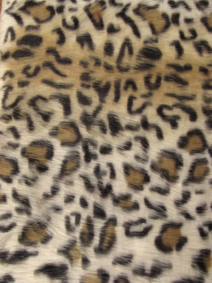 Golden Brown Snow Leopard Leopard Cheetah Animal Long Pile Faux Fur Fabric / Sold By The Yard
