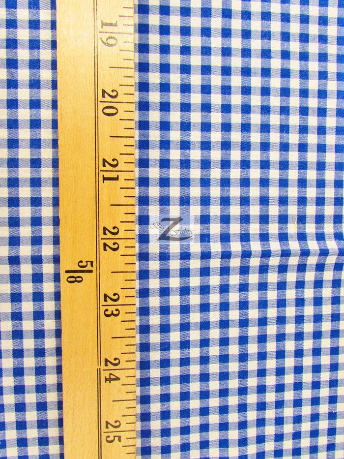 Mini Checkered Gingham Poly Cotton Printed Fabric / Blue / 50 Yard Bolt