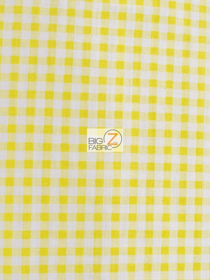 Mini Checkered Gingham Poly Cotton Printed Fabric / Yellow / 50 Yard Bolt