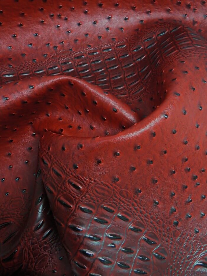 Deadpool Red Mutant Ostrich Gator Embossed Vinyl Fabric / Sold By The Yard