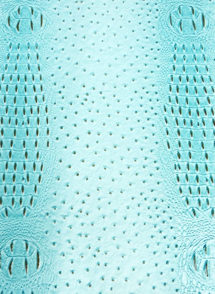 Glacier Blue Mutant Ostrich Gator Embossed Vinyl Fabric / Sold By The Yard - 0