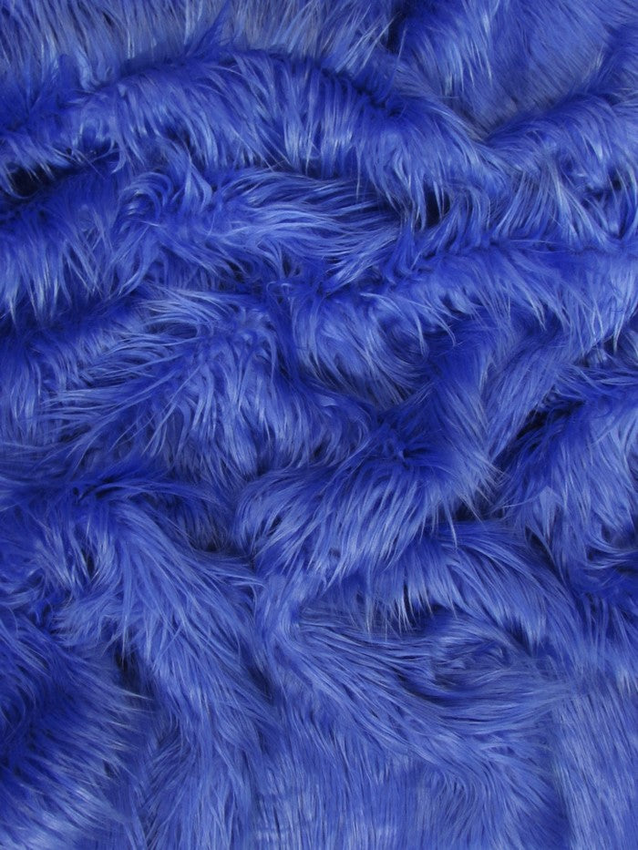 Royal Blue Solid Mongolian Long Pile Faux Fur Fabric / Sold By The Yard