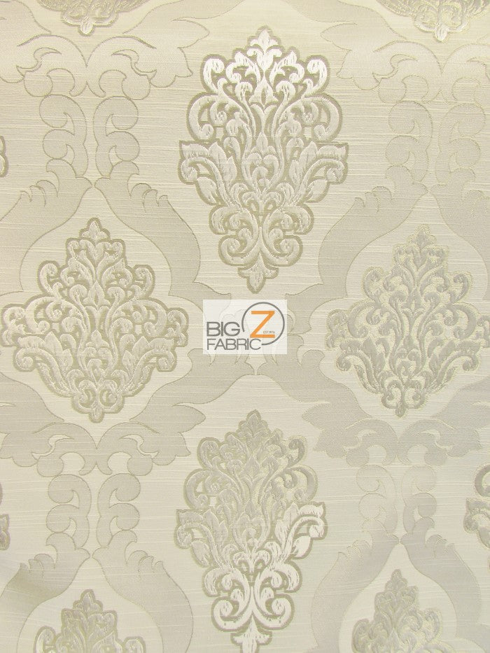 Medieval 2 Tone Damask Upholstery Fabric / Pearl / Sold By The Yard