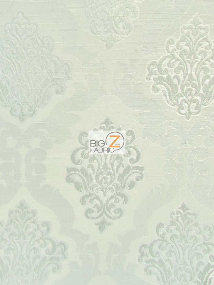 Medieval 2 Tone Damask Upholstery Fabric / Snow / Sold By The Yard