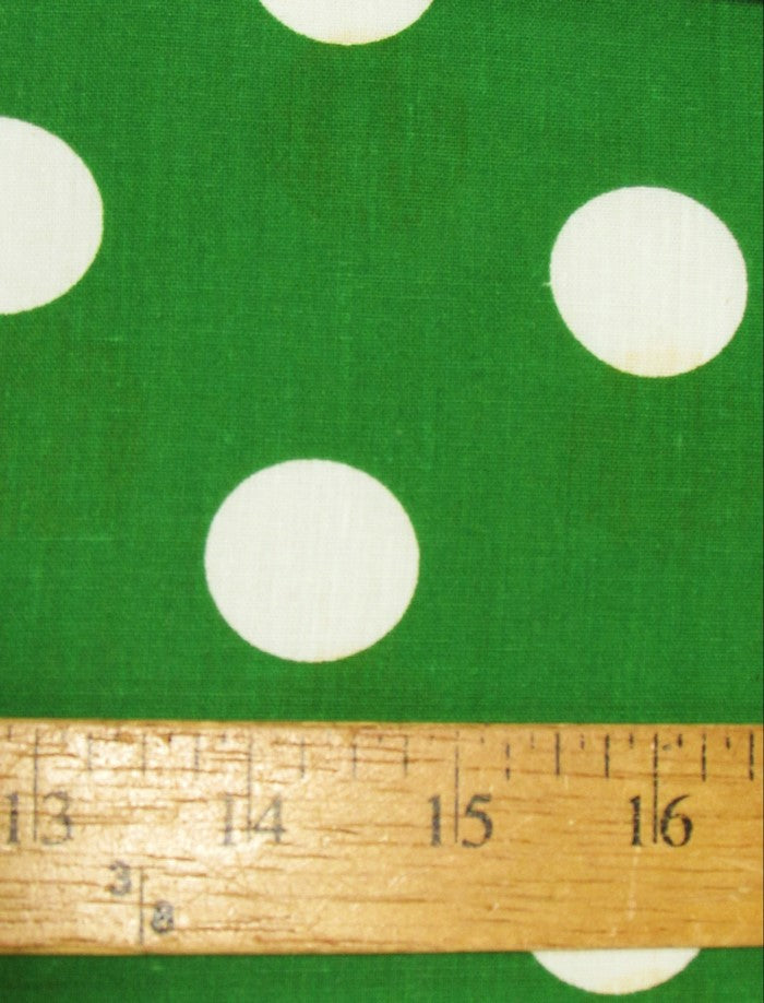 Poly Cotton Printed Fabric Big Polka Dots Kelly Green White Dots by the Yard | Big Z Fabric Poly Cotton Printed Fabric Big Polka Dots Kelly Green White Dots by the Yard | Big Z Fabric