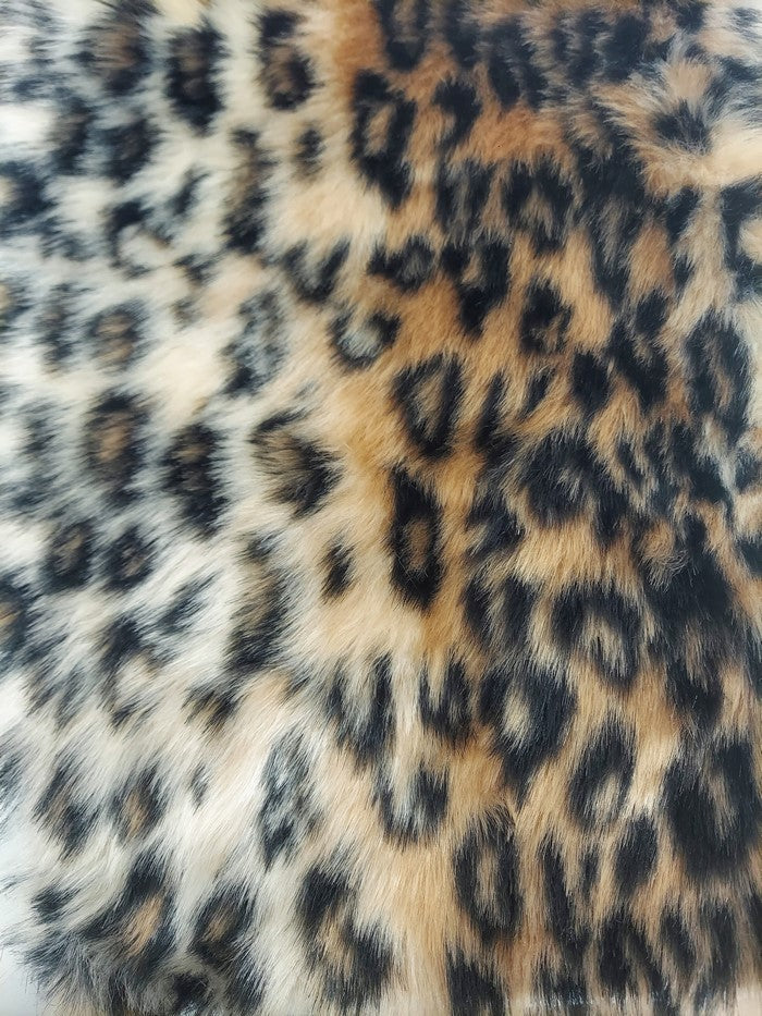 Snow Leopard Brown Leopard Cheetah Animal Long Pile Faux Fur Fabric / Sold By The Yard