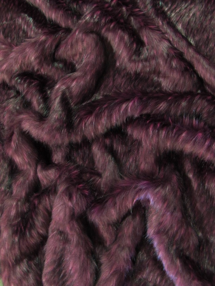 Burgundy Siberian Husky Animal Faux Fur Fabric / Sold By The Yard