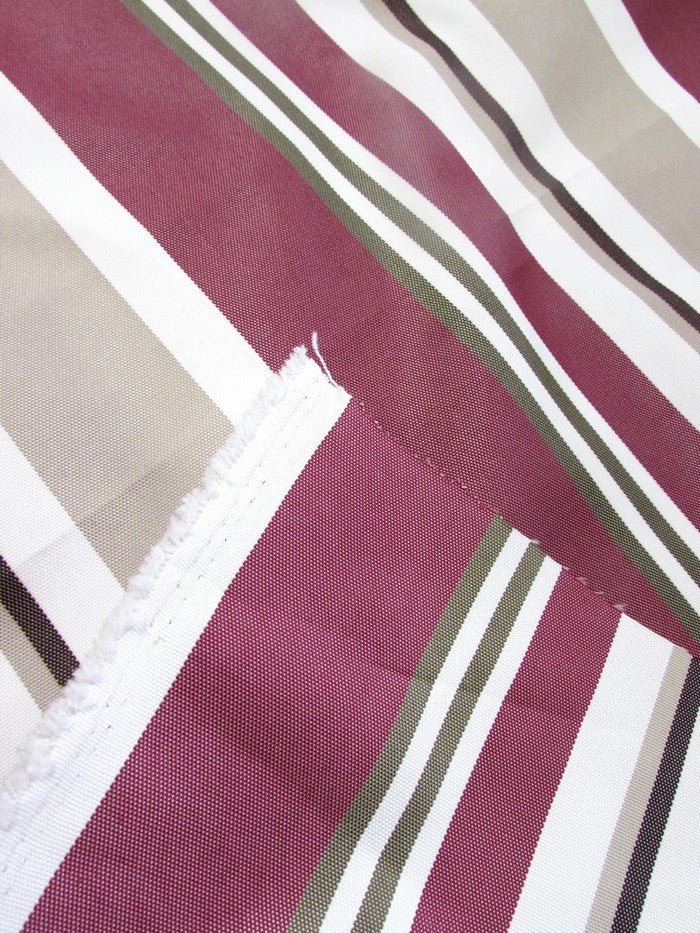 Oxford Stripe Outdoor Canvas Waterproof Fabric / Brown / Sold By The Yard